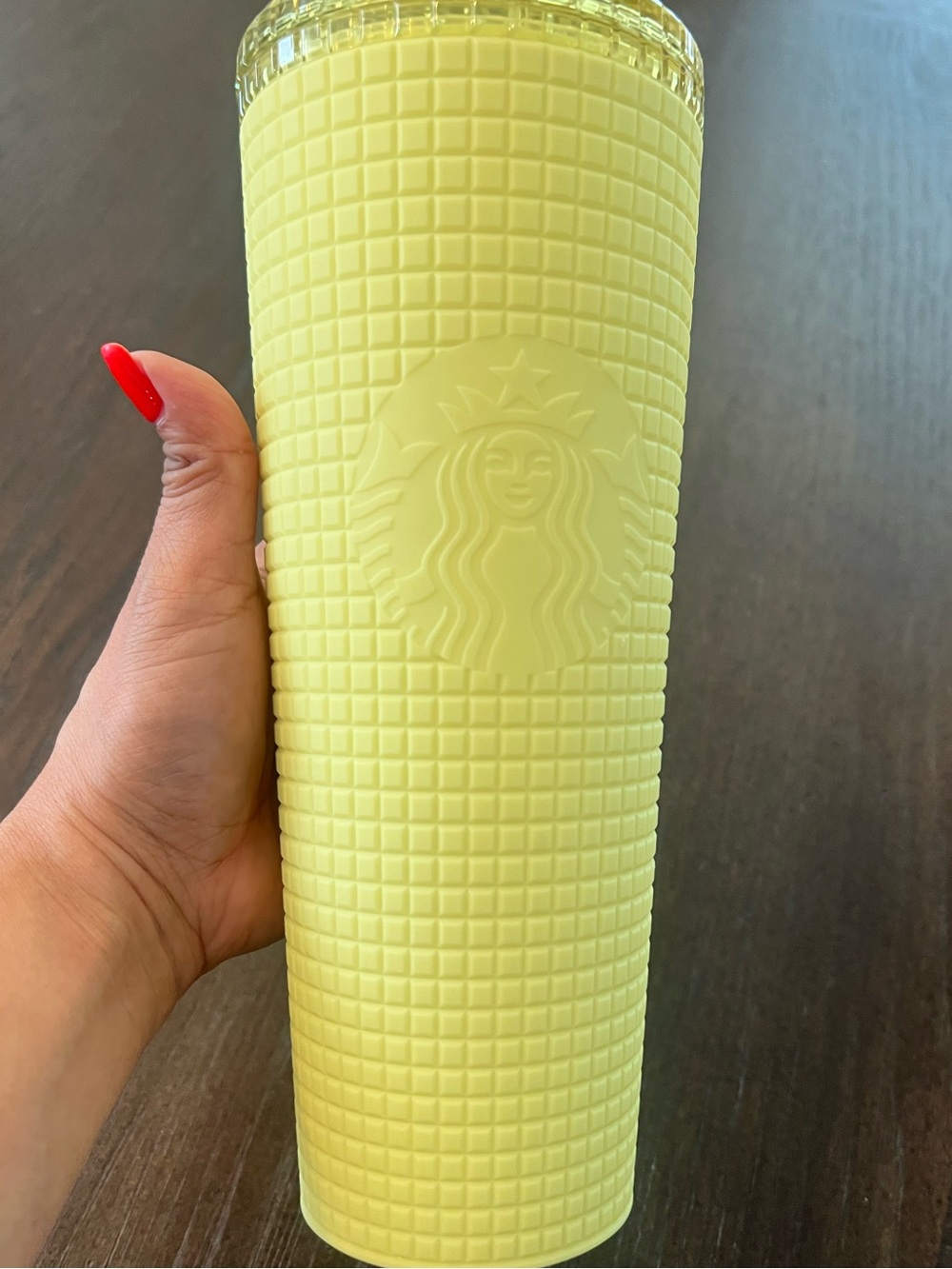 Starbucks Yellow Soft Touch Cup Meadow Grid Studded Cold Cup Tumbler 24oz New